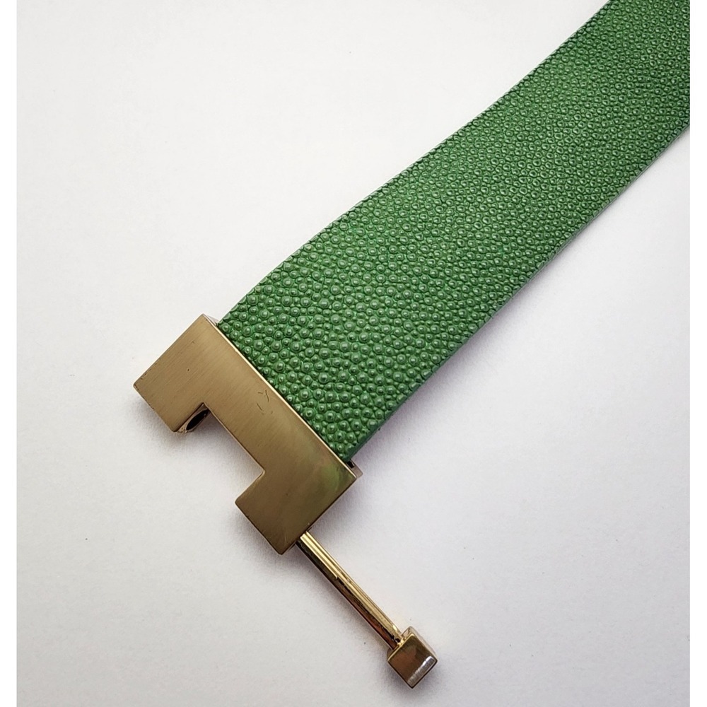 Leighelena Wide Jigsaw Cuff Bracelets—Genuine Stingray Avocado Green - Picture 14 of 16